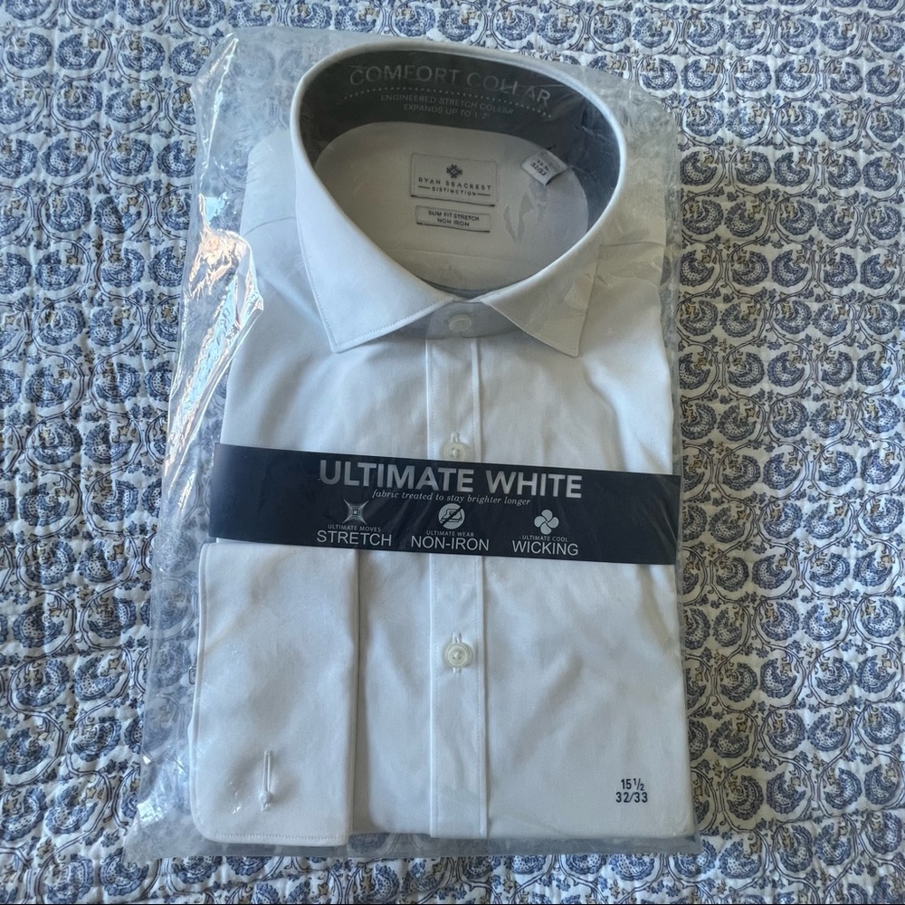 Men’s Ryan Seacrest Distinction white Dress shirt, NWT